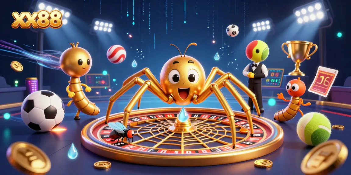 Exciting xx88 gaming scene featuring a golden spider and a centipede croupier in action.