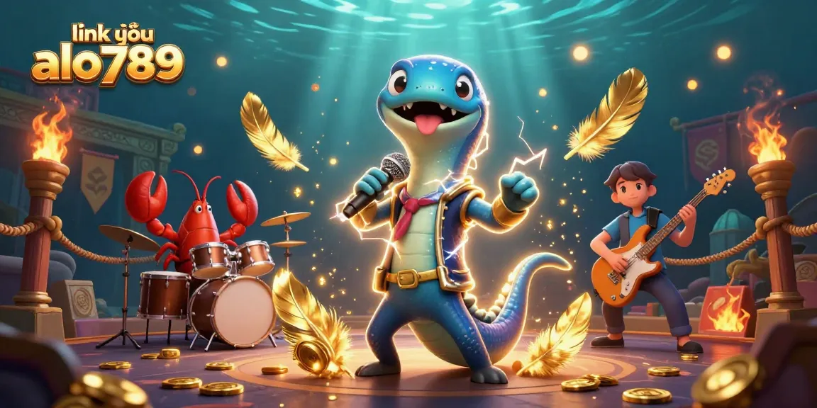 Experience thrilling moments with link vào alo789 in this vibrant underwater casino scene featuring an electric eel DJ and a dynamic band.