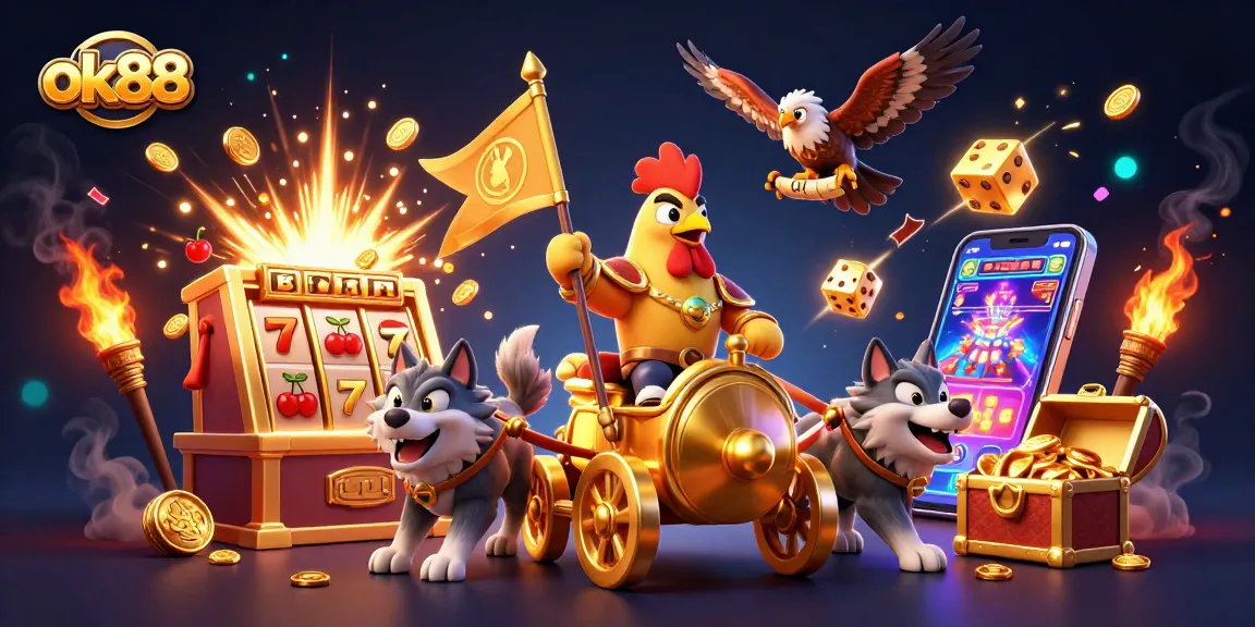 Enjoy thrilling slots and big wins at ok88 with dynamic 3D casino elements and colorful characters.