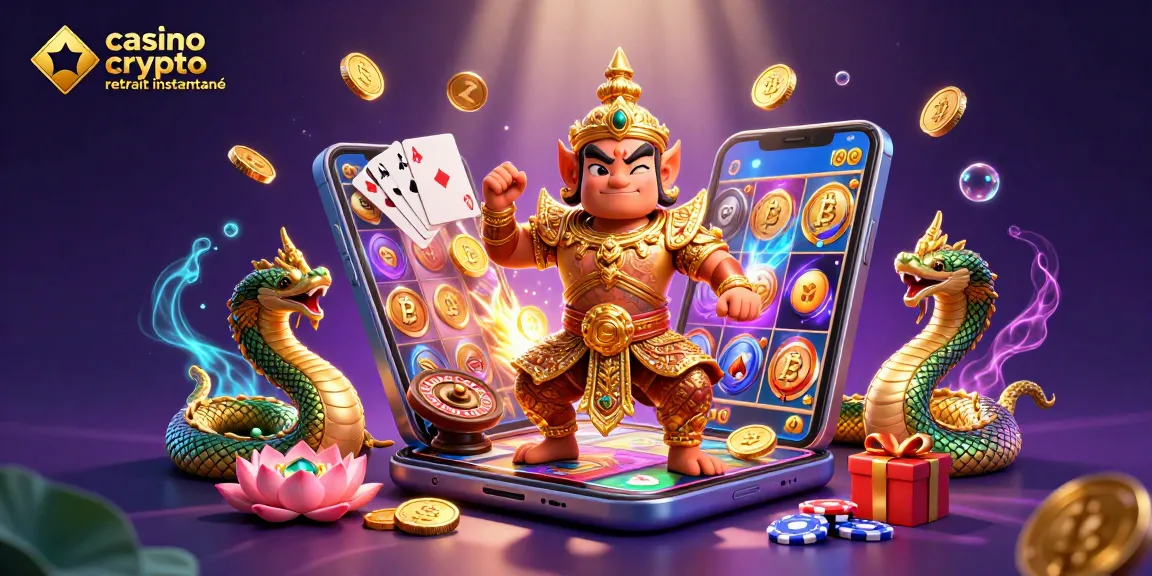 Gagnez rapidement avec un casino crypto retrait instantané, illustré par des éléments de jeu captivants.