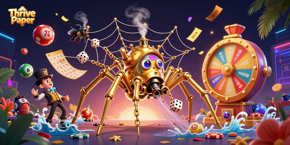 Engage with Thrive Paper's captivating gamble scene featuring steampunk elements in a lottery extravaganza.