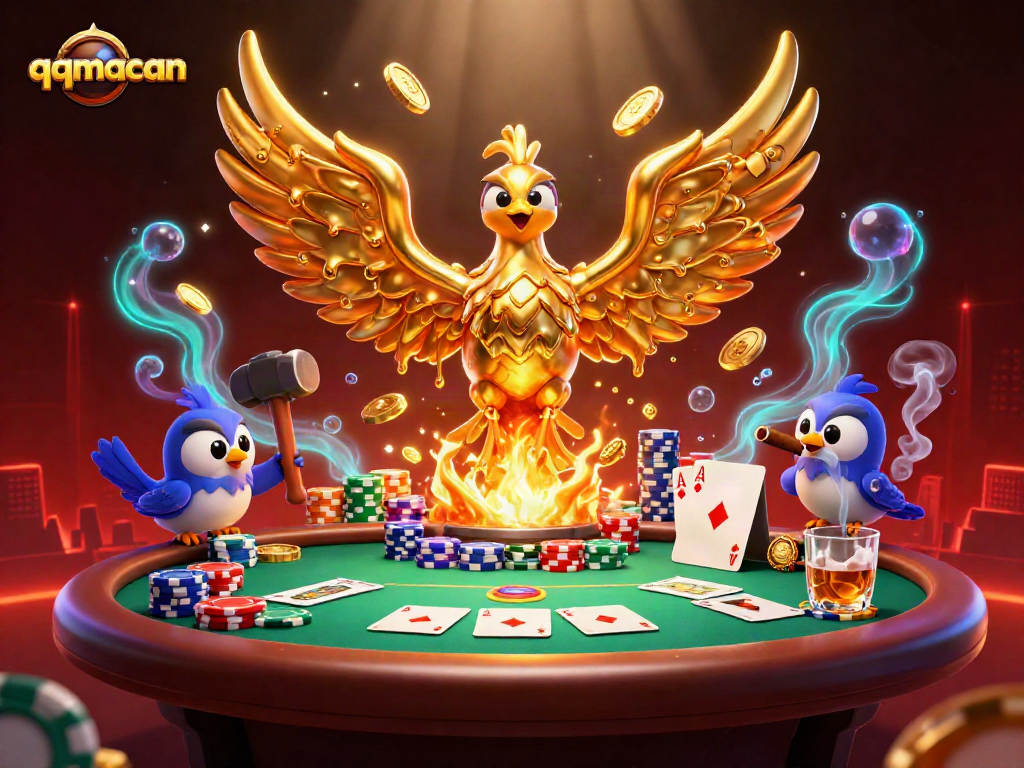 Engage with qqmacan's vibrant gaming atmosphere featuring molten phoenix and poker elements.