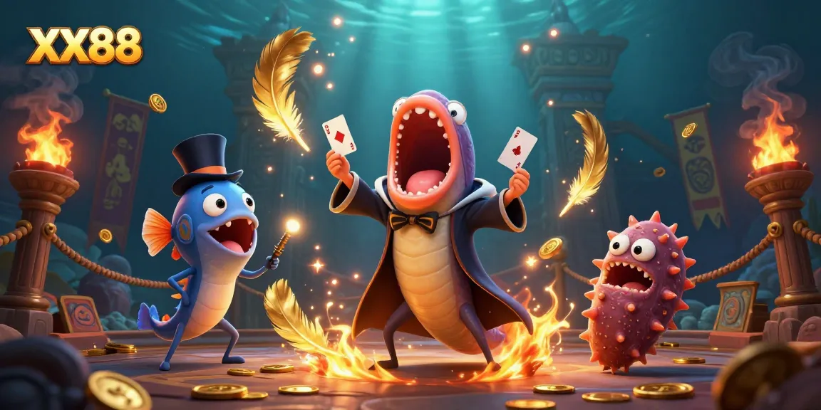 Experience thrilling moments at XX88 with vibrant gaming characters in an underwater casino scene.