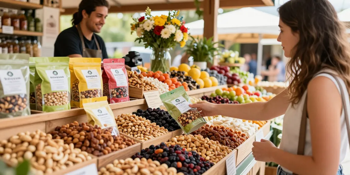 M98 สล็อตเว็บตรงไม่ผ่านเอเย่นต์ vibrant market display of mixed nuts and dried fruit.