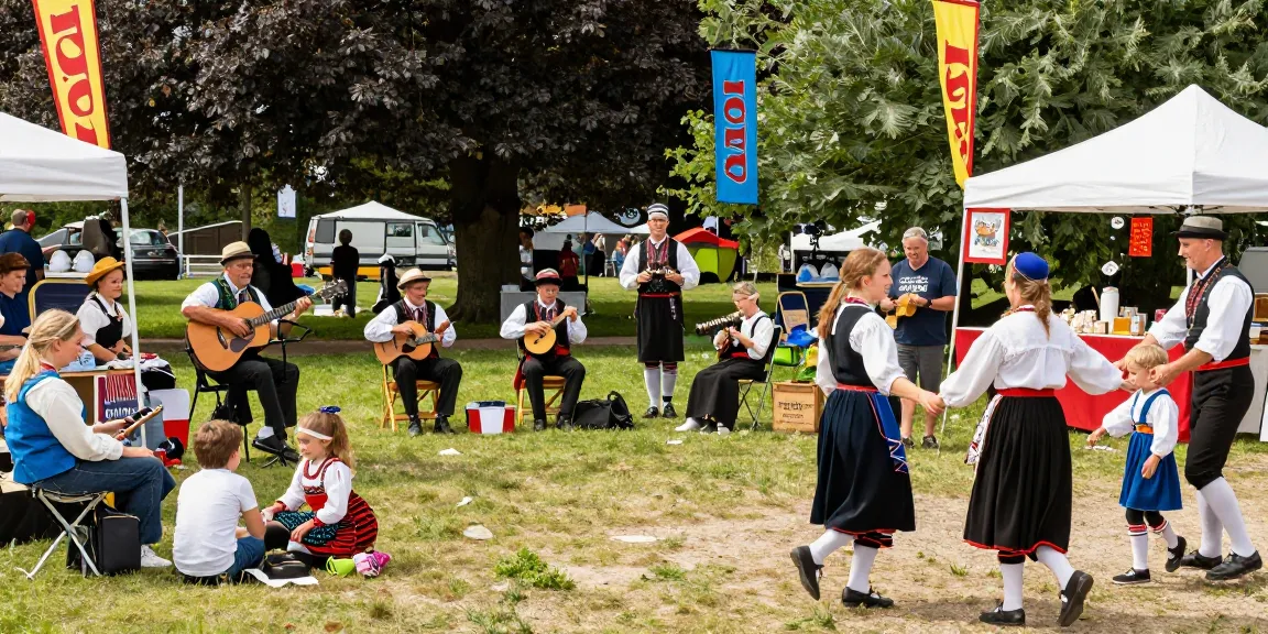 Community gathering at Thabor Park showcasing Breton culture with artists and families enjoying m98 activities.