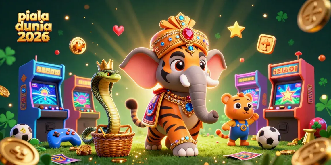Engage in sports betting at piala dunia 2026 with a dazzling 3D casino scene featuring tiger and elephant.