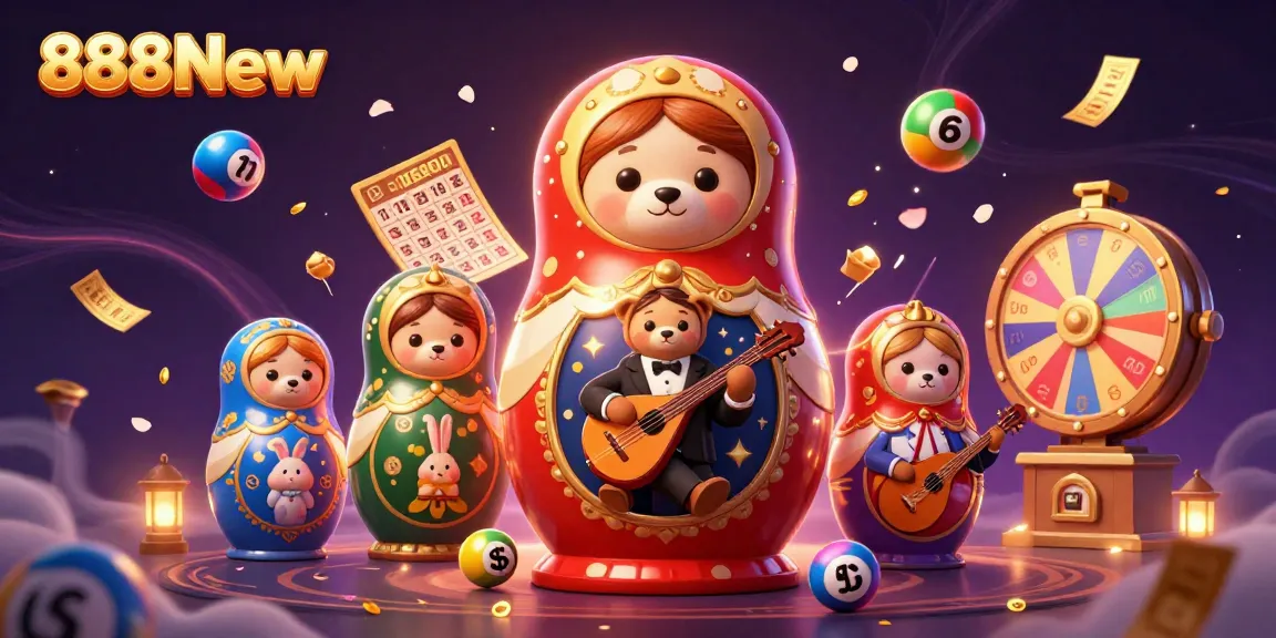 Play 888New as the lively Matryoshka bear and friends join in exciting casino action.