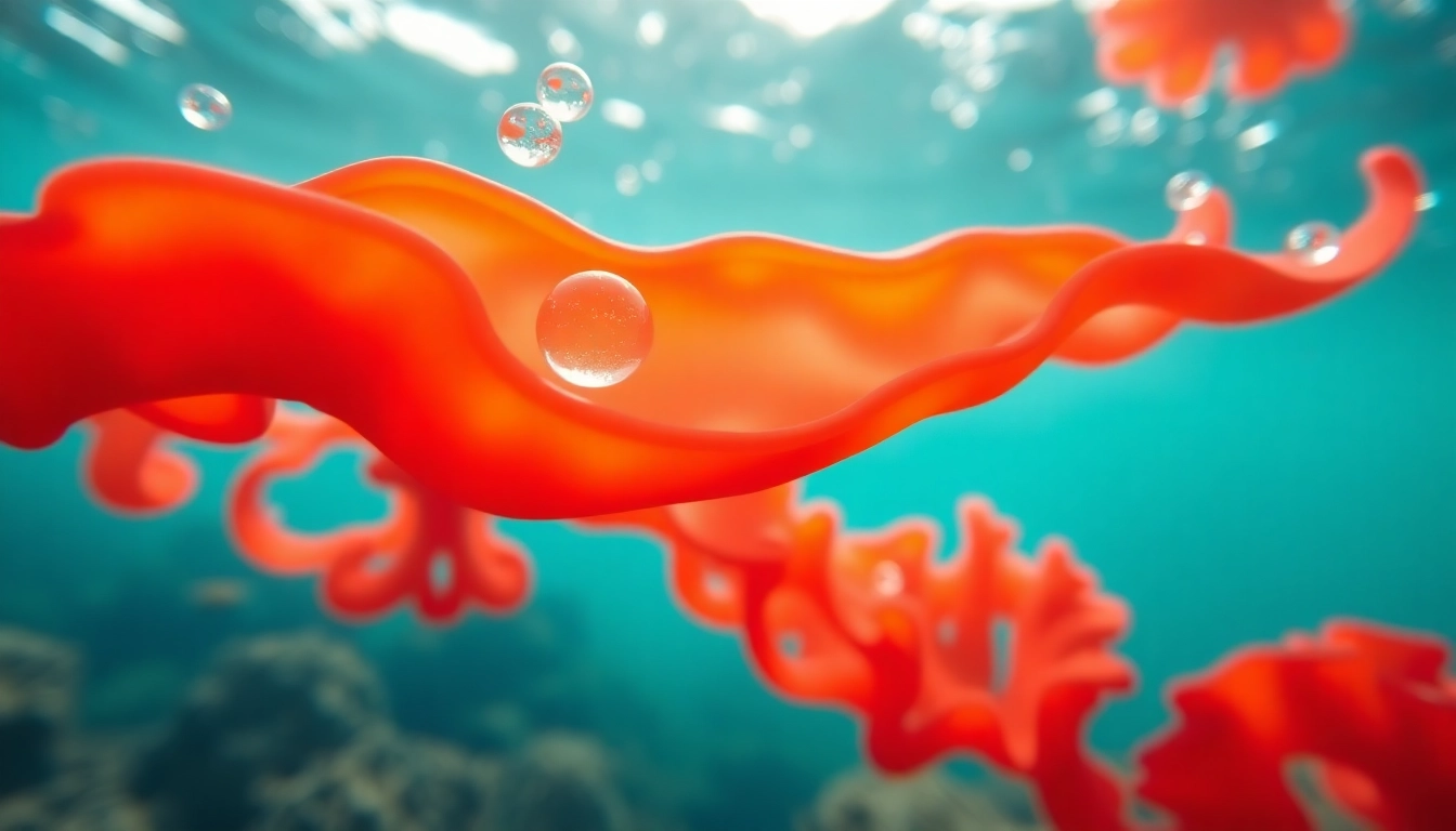 Illustration of astaxanthin explained through vibrant algae showcasing its antioxidant properties.
