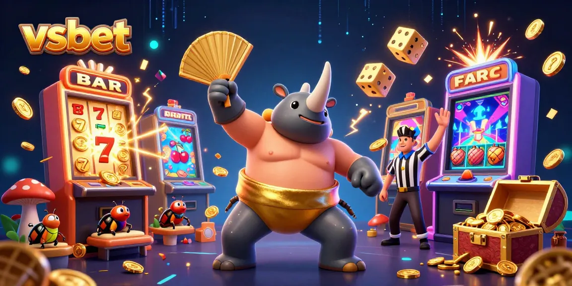 Watch the vsbet champion beetle stomp for coins in this dynamic casino-themed scene.