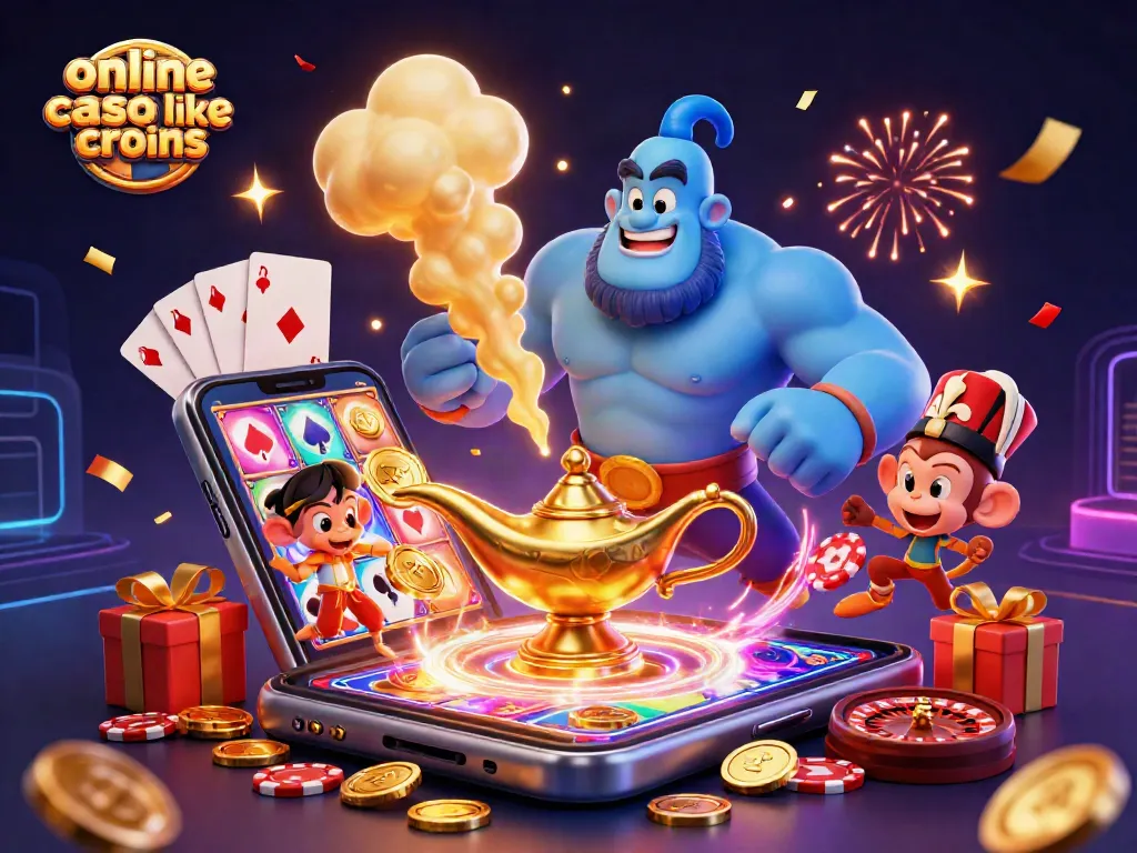 Spin to win at an online casino like Crown Coins with a vibrant 3D casino celebration.
