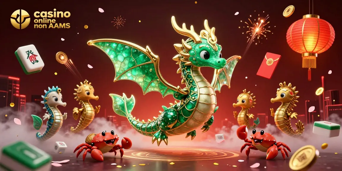 Immagine promozionale di casino online non AAMS con drago marino e elementi di gioco vivaci per un'esperienza coinvolgente.