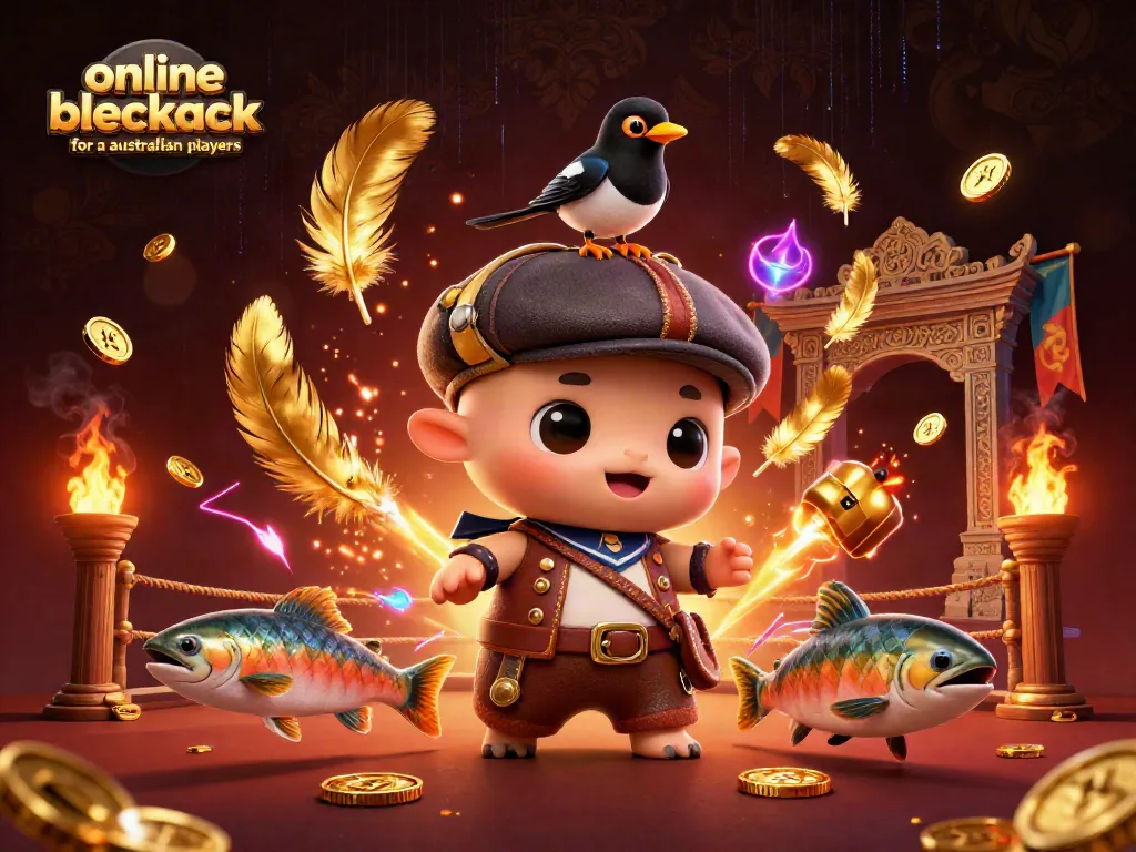Experience online blackjack for Australian players with vibrant characters and thrilling casino elements.