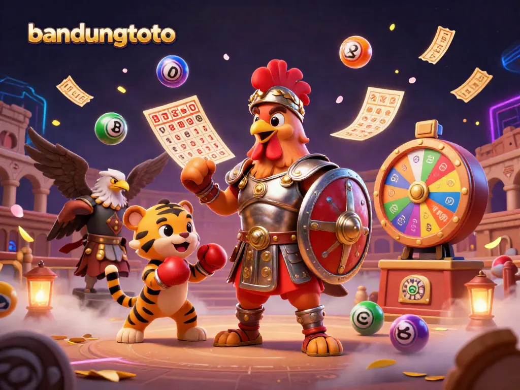 Engage with bandungtoto's dynamic casino experience showcasing thrilling elements and characters in vibrant 3D art.